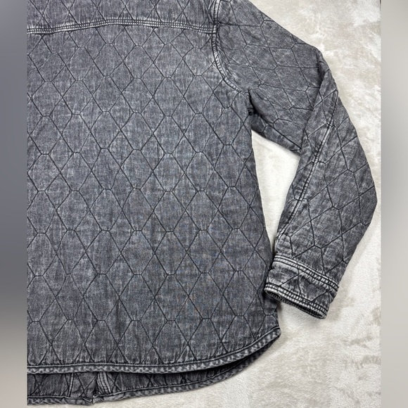 NWOT Blank NYC Quilted Acid Wash Faded Black Button Front Chore Coat Jacket M - Picture 12 of 14